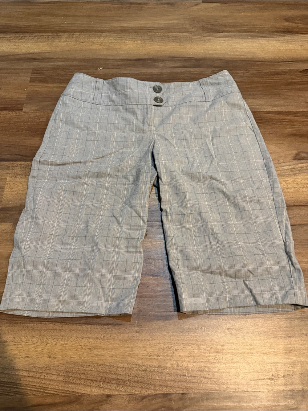 The Limited Light Gray Plaid Bermuda Shorts